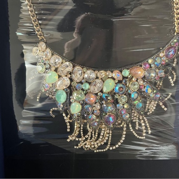 New Swarovski Golden Half Moon Necklace. Multicolor crystals necklace. NEW - Picture 6 of 10